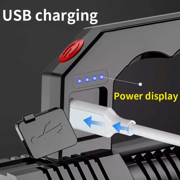 LED -taskulamppu USB ladattava musta