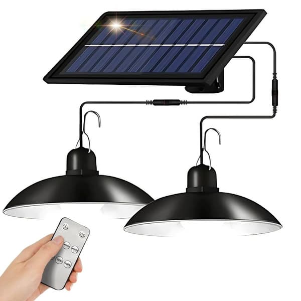 Solcellsdriven LED-utomhuslampa med fjärrkontroll och skymningssensor