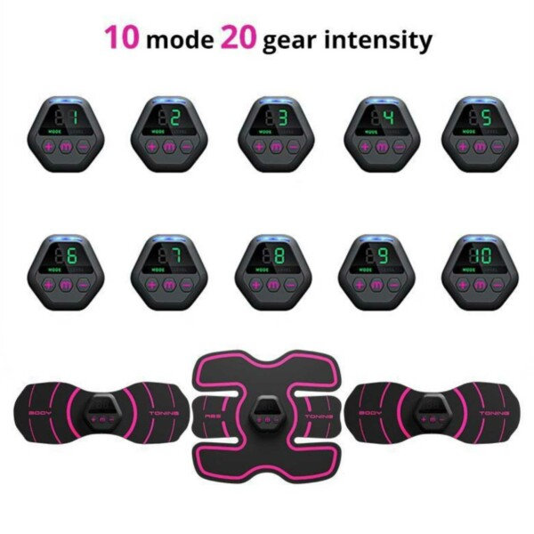 3-pack EMS-trener for mage og sterkere kroppseffektiv hjemmetrening rosa