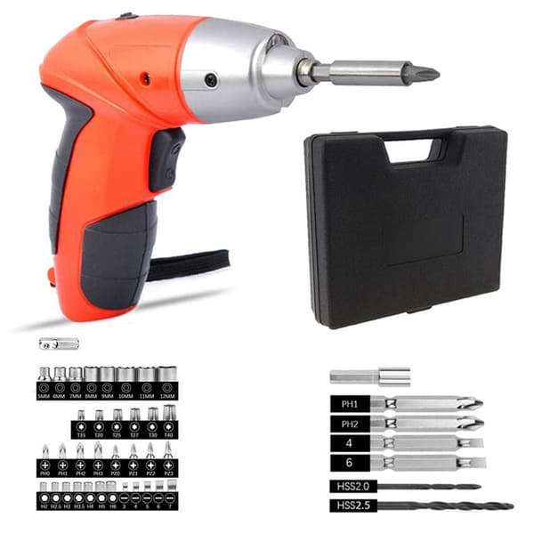 Uppladdningsbar Mini Skruvdragare och Borrmaskin 45 Bits orange