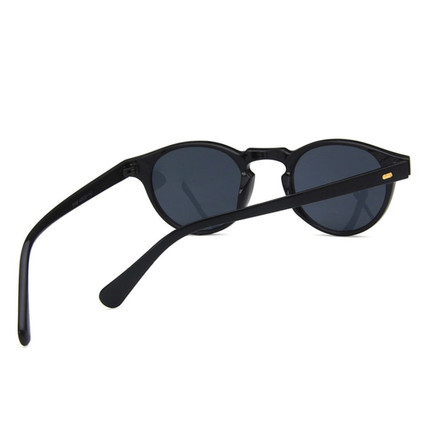Sort runde ovale solbriller mørkt glas sort