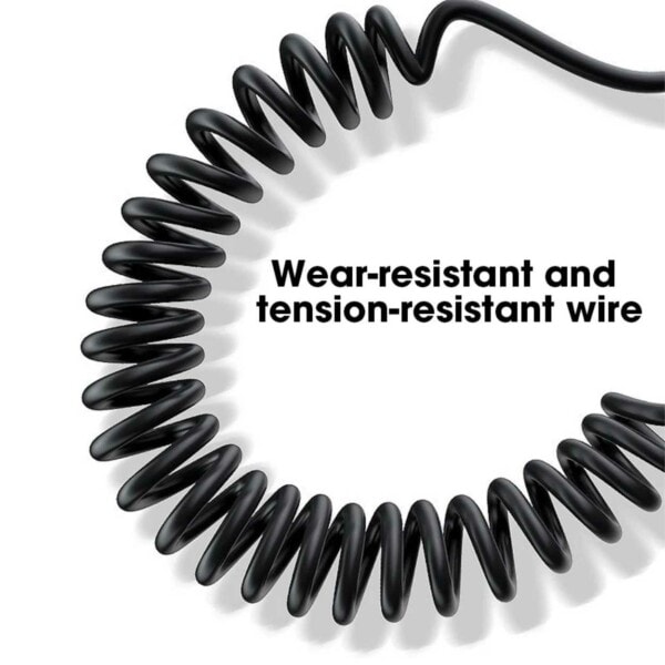 USB A Micro-USB Spiralkabel 3A Hurtiglading 1,5m Sort svart