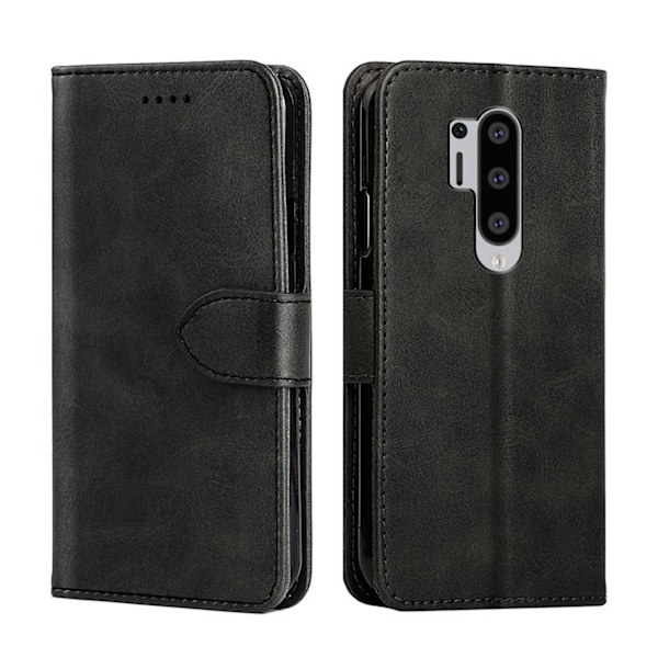 OnePlus 8 Pro Wallet Case Leather Leather Saces Black svart