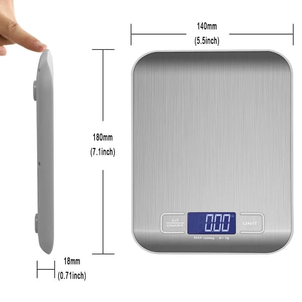 Köksvåg, Pocket Scale, Brevvåg Rostfritt Stål 1g-5kg Vit