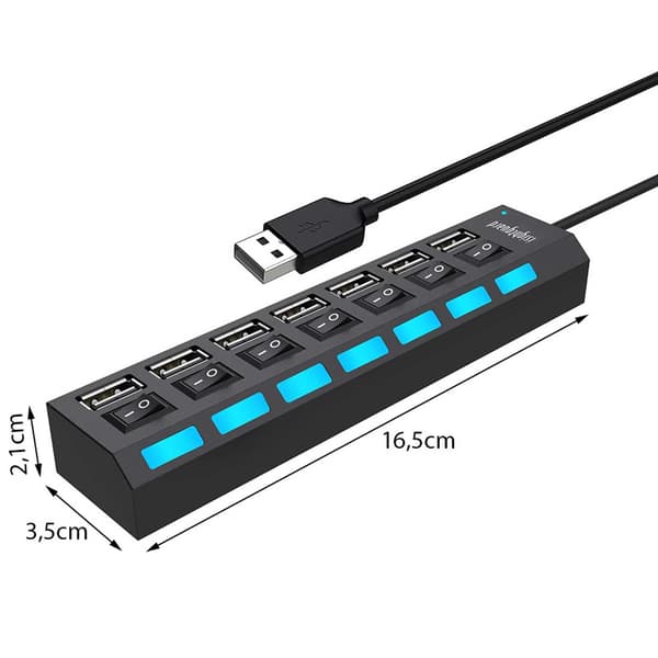 7x USB 2.0 Splitter Hub sort