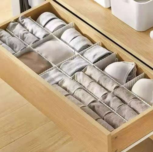 4-Pack justerbare skuffeopdelere | Organiser skuffer hvid