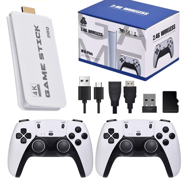 M15 Pro Retro TV-Spel 4K | 20000 Inbyggda Spel för Multiplayer vit