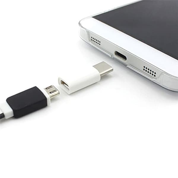 Android Micro USB til USB C OTG -adapter hvit