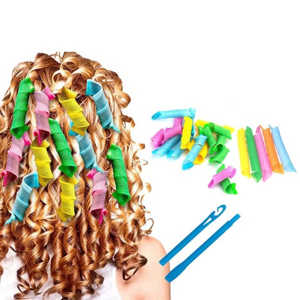 Hårrullar Heatless Curling Papiljotter 18-Pack flerfärgad