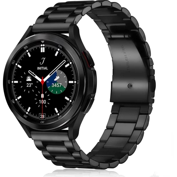 Galaxy Watch 4/5 metalliranneke ruostumattomasta teräksestä, musta musta