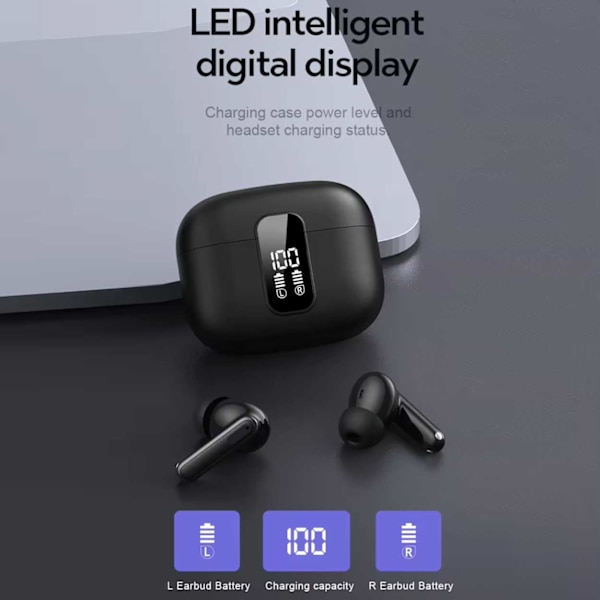 Trådløse Bluetooth-hodetelefoner 20 timer ANC ENC BT 5.3 Sort svart