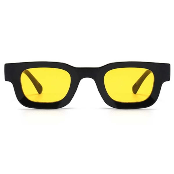 Moderne Tykke Solbriller Sort Gul Glas sort