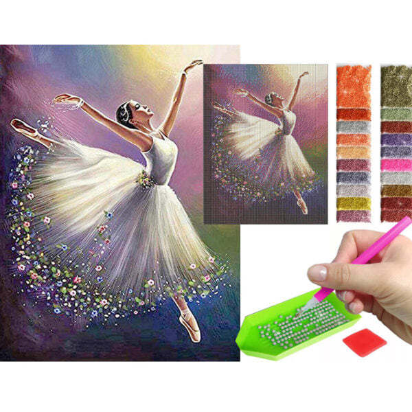 Timanttimaalaus DIY Timanttimaalaus Ballerina 30x40cm monivärinen