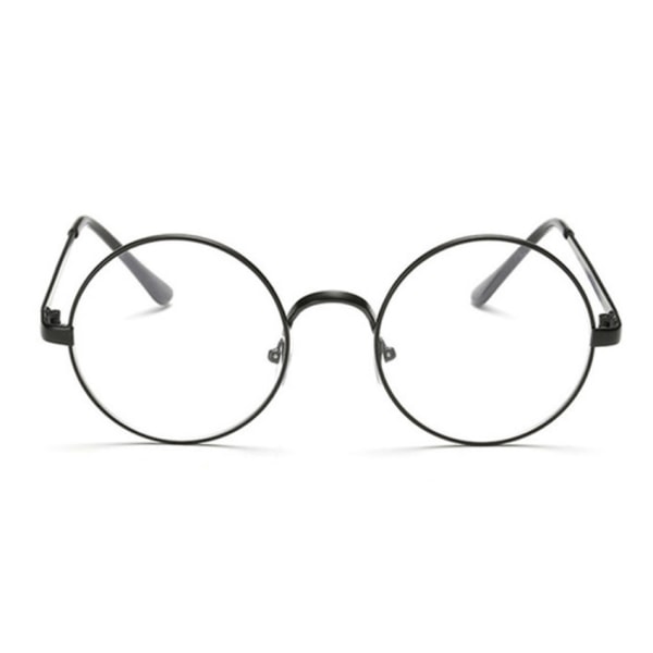 Retro runde briller sort klart glas uden styrke sort