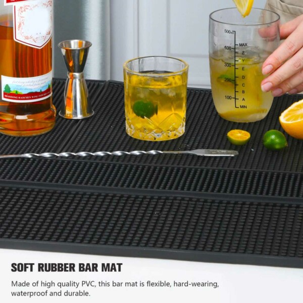 Barmatte Gummi Rektangulær 30x15cm Sort svart