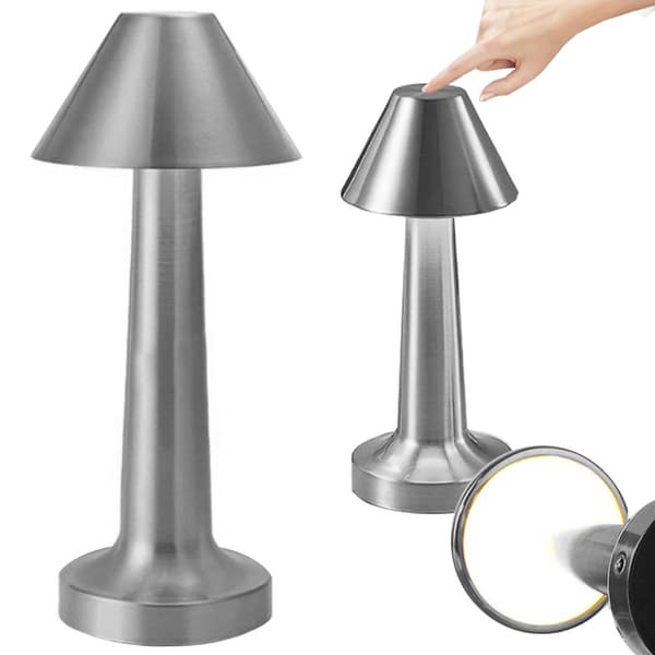 Retro Uppladdningsbar Bordslampa av Metall Dimmer Silver