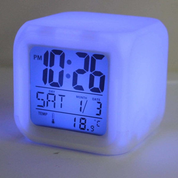 Väckarklocka RGB LED Nattlampa Alarmklocka flerfärgad