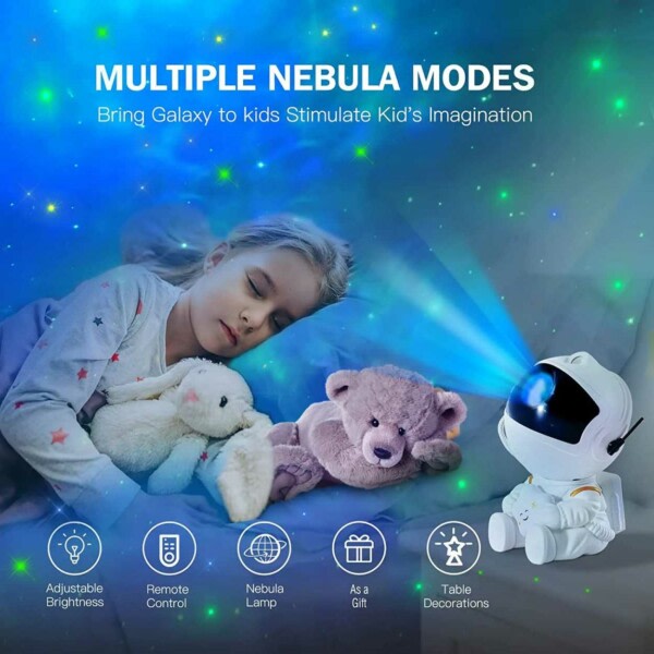 Galaxy Projektor Nebula Effekt - Stjärnprojektor med Fjärrkontroll vit
