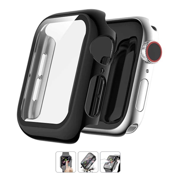 Sag Apple Watch 7 41mm Shell med tempereret glas sort sort