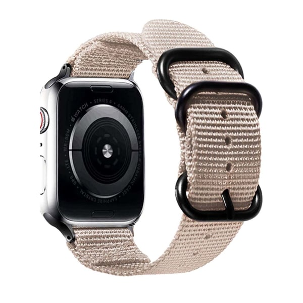 Apple Watch 1/2/3/4/5/6/7/katso 42/44/45 Nylon -rannekoru Nato -rannekorut beige