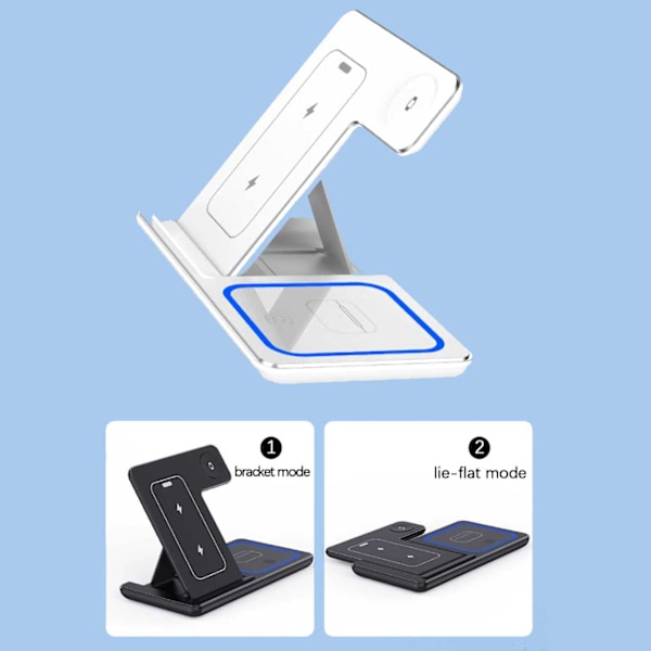 Langaton mobiililaturi 3-in-1 Magsafe taitettava valkoinen valkoinen