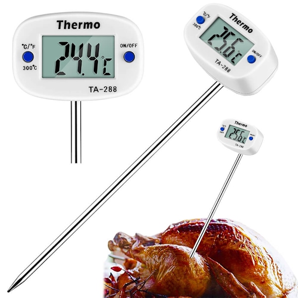 Digital Stektermometer | Kökstermometer för Mat, BBQ & Vätskor Vit