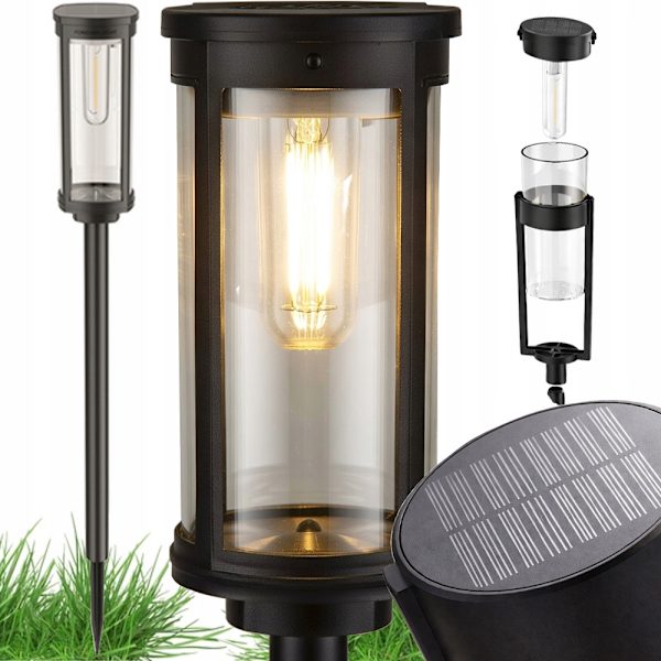 Solcellelygte have – LED solcellelampe med spyd sort