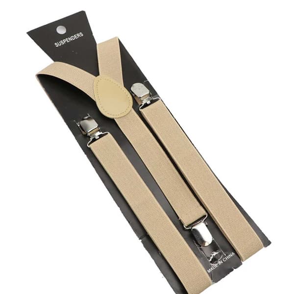 Smala Beige Hängslen med Klämmor 2,5cm beige