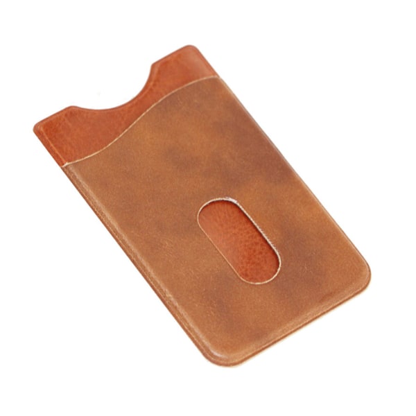 Ruskea kortin pidike matkapuhelimelle nahka nahkaa (itse kiinnitetty) ruskea