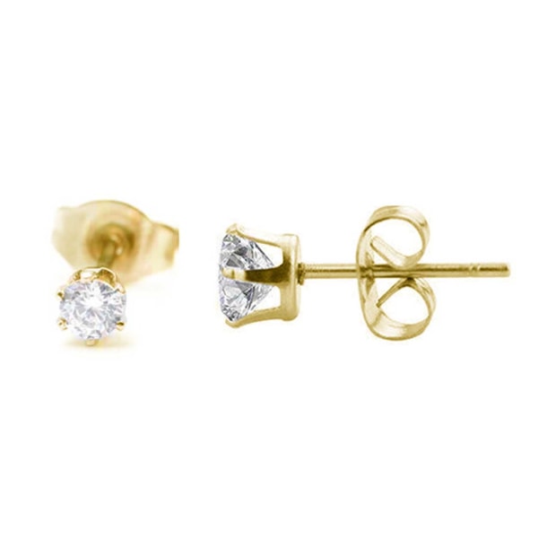 2-pakke guld krystal piercing øreringe piercing juvel - 3mm guld