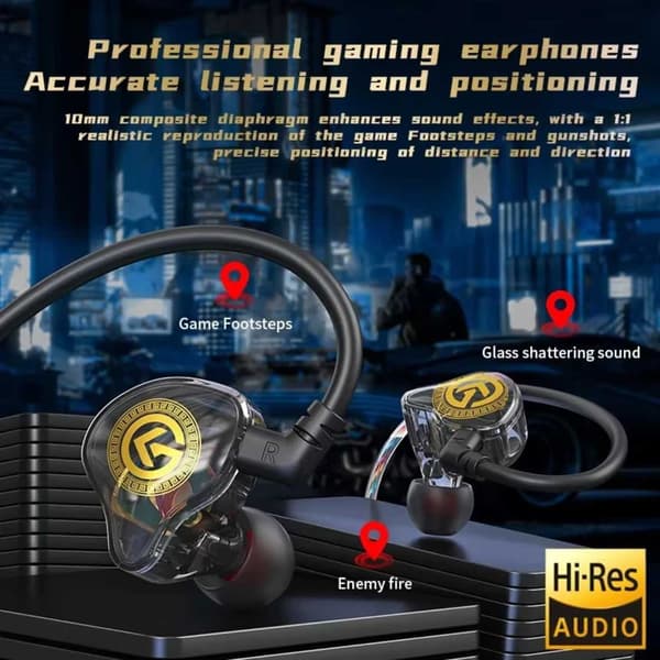 USB-C hodetelefonskjerm med kabel, mikrofon, DAC Dynamic Bass Black svart