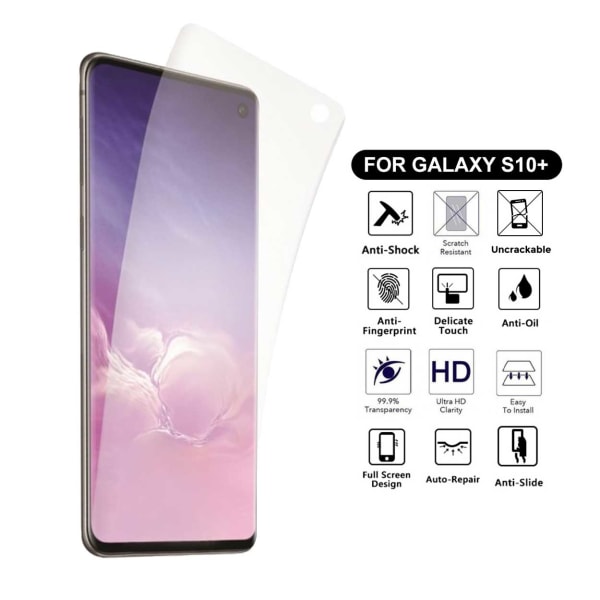 Omfattende Galaxy S10 plus skærmbeskytter nanoedge beskyttende plastik gennemsigtig