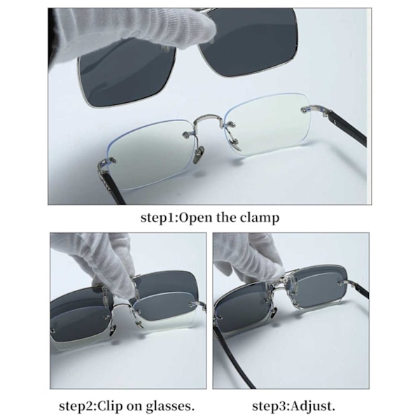 Uppfällbara Metall Clip-on Solglasögon Flip Up Svart svart