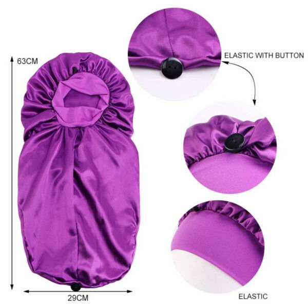 Lång Sovmössa - Satin Bonnet - Hårvårdsmössa Sleep Cap One-Size Rosa rosa