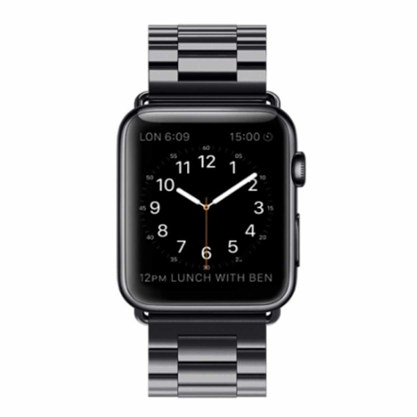 Apple Watch 42/44/45 1/2/3/4/5/6/7/Katso metalli mustan kellon rannekoru musta