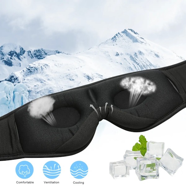 3D Memory Foam Sovemaske med Bluetooth-hovedtelefoner og timer | Luksus sovehovedtelefoner sort sort