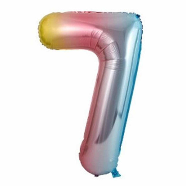 Suuri numero ilmapallo monivärinen sateenkaaren syntymäpäiväjuhlat 102 cm 7 monivärinen
