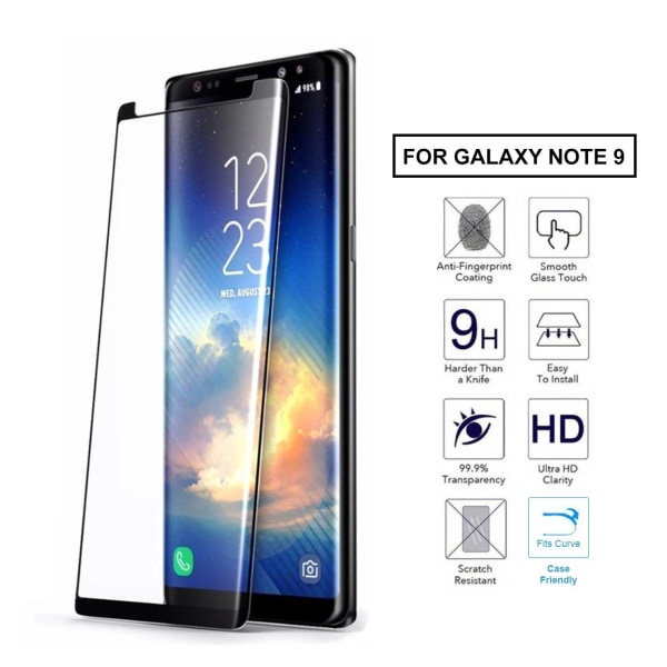 Galaxy Note 9 3D Curve HD Skärmskydd Kolfiber Härdat Glas svart