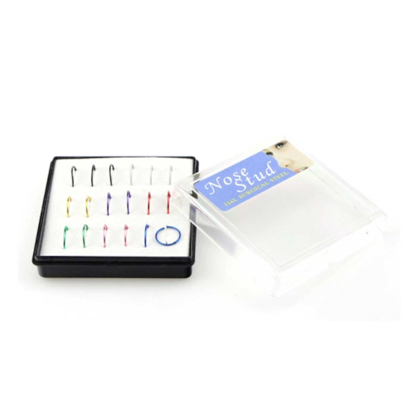 18-pack Fake Piercing Öron Läpp Näsring Septum Läppring flerfärgad