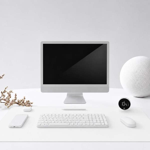 Hvid skrivebordsunderlag (deskmat) 100x50 cm PU-læder hvid