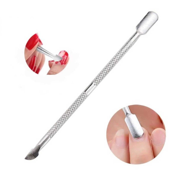 Cuticle Pusher 2-i-1 negleværktøj rustfrit stål sølv sølv