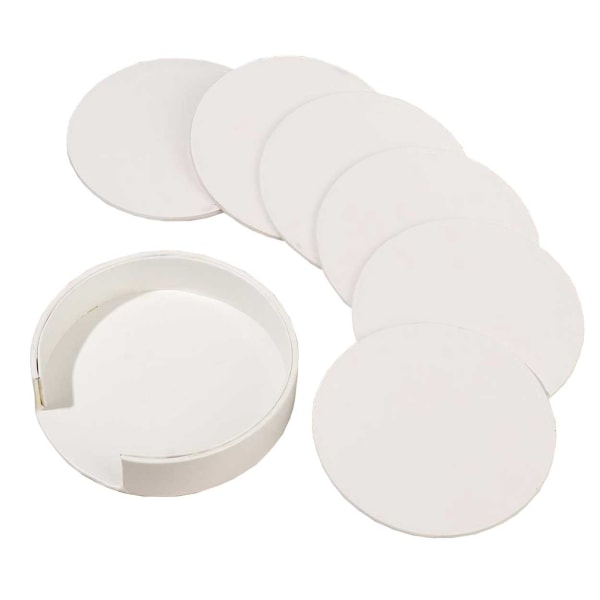 Vita Glasunderlägg Vit PU-Läder 6-Pack med Hållare vit