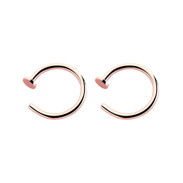 2-pack rosegull falsk piercing leppe nese septum leppring uten hull gull