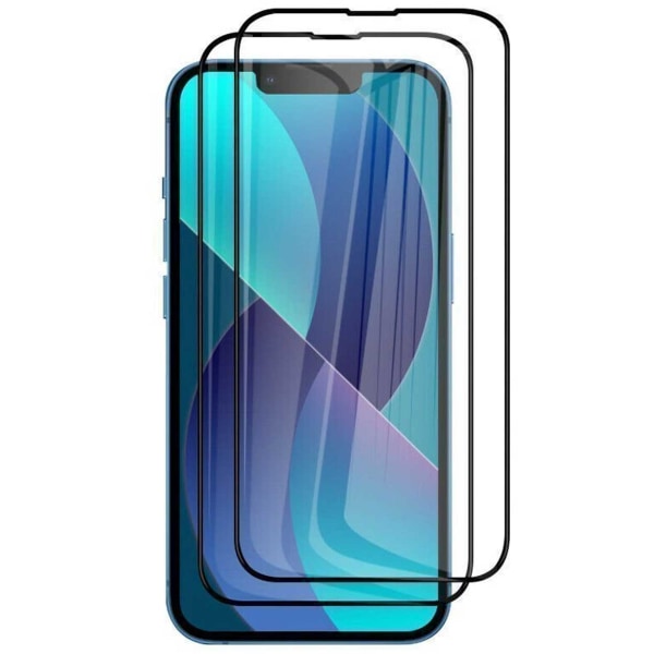 2-pakke iPhone 14 Cured Glass Screen Protector Carbon Fiber sort