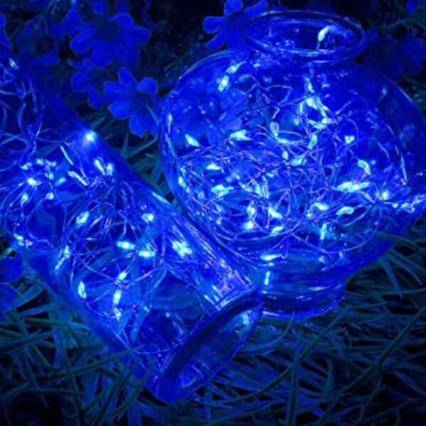 10-pakkaus 1 m mini LED-valon silmukka akkukäyttöinen sininen sininen
