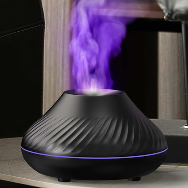 Flaming Aroma diffuusori | 3 eteeristä öljyä | RGB ilmankostutin musta
