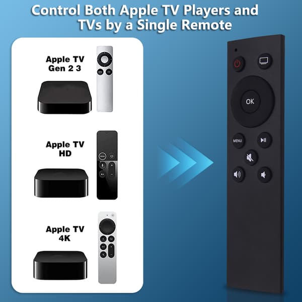Universal IR Erstatningsfjernkontroll Apple TV Kompatibel svart