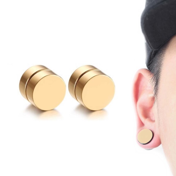 2-pack Gold Magnetic Fake Piercing Ears Forlængde Plug Størrelse: 10mm 10mm
