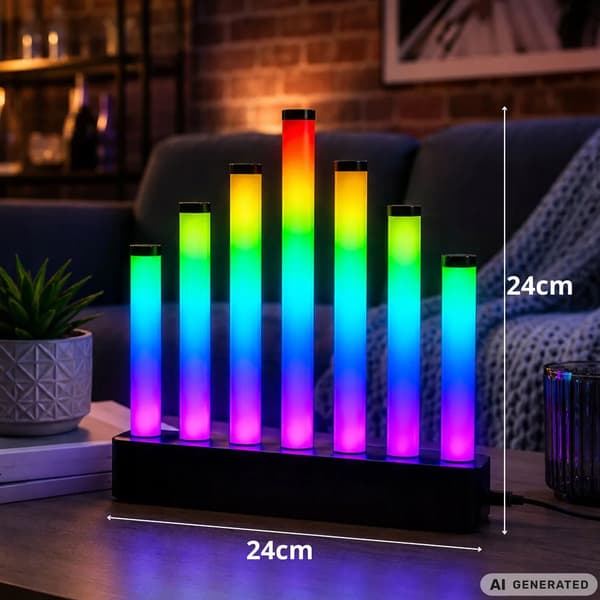 RGB LED-gulvlampe med 7 lyspinner, musikksynkronisering og app