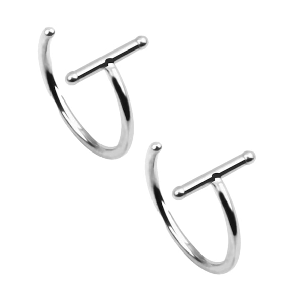 2-pack falske læbe piercing uden hul falsk læbe ring - sølv sølv